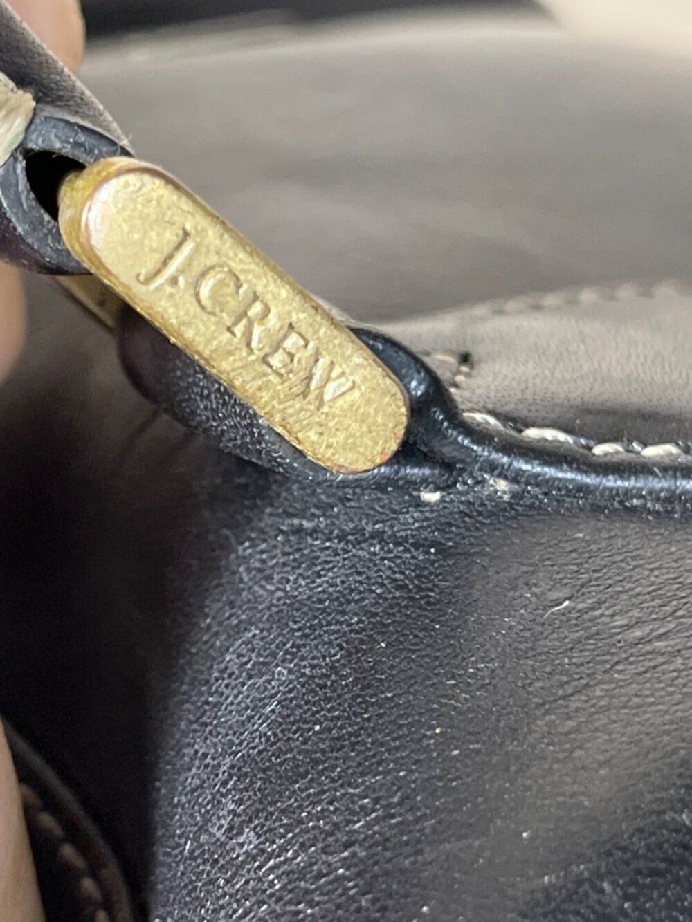 J Crew Leather Black Satchel Small 8.5x5 Top Handles Structured Roomy Bag Purse - Picture 14 of 16